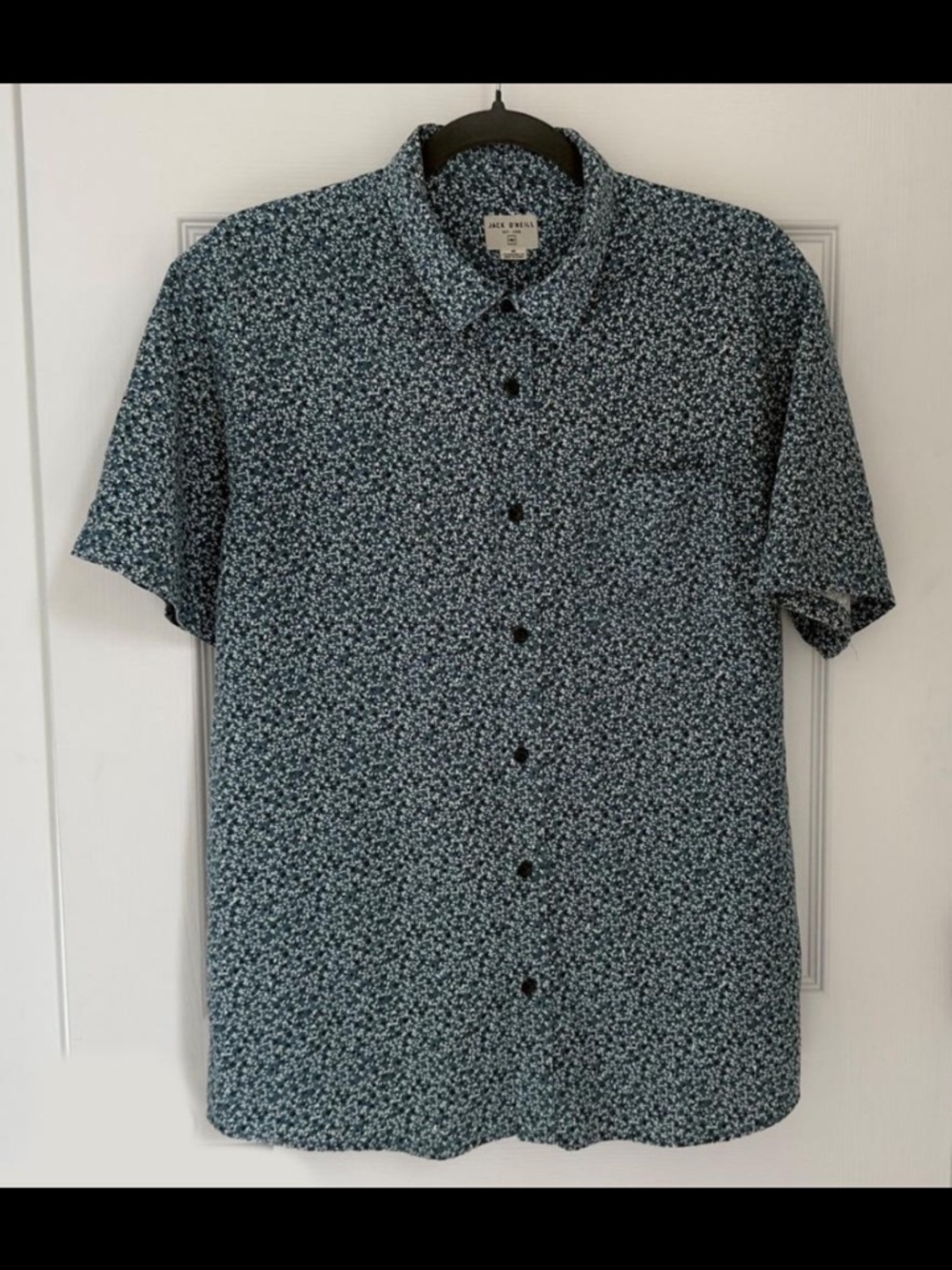 Jack O'Neill Men's Short Sleeve Button-Down Shirt | Med | Green Blue White |Surf